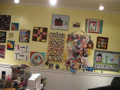 my fabulous display of quilties and thread