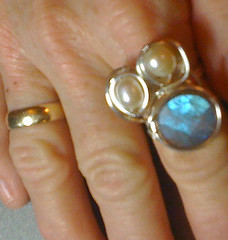 pearl and labradorite ring