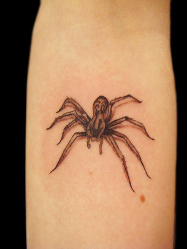 House spider tattoo by Miguel