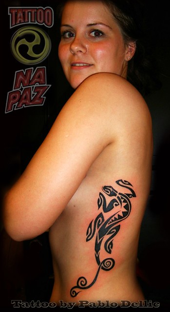 Tatuagem Feminina tribal polinesio de lagarto ,Polinesian lizard tattoo by 