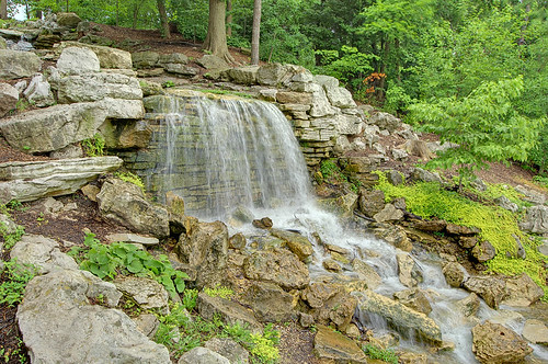 Waterfall, in Forest Park, Saint Louis, Missouri, USA - 2