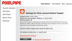 Pixelpipe - settings for flickr account roland (for tech support)