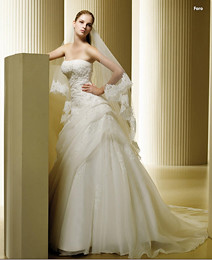 Strapless Lace White Wedding Dress