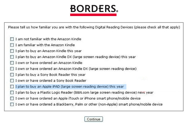 Borders Books Marketing Survey