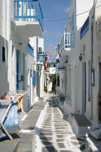 Una calle de Mykonos