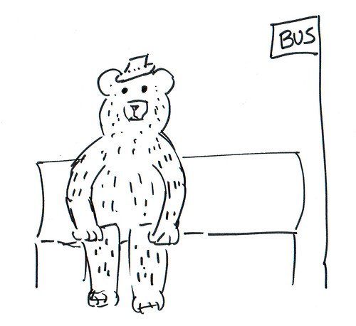366 Cartoons - 233 - Bear waiting for a bus