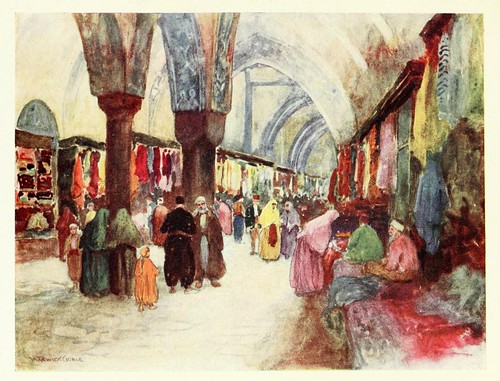 011-El Gran Bazar de Estambul- Constantinople painted by Warwick Goble (1906)