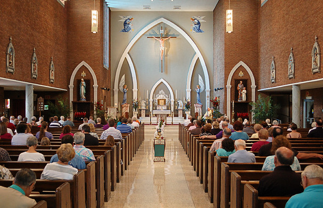Holy Angels Parish (former Saint Bernard Church), in Wood River, Illinois, USA - nave