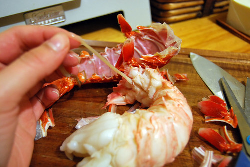 crayfish with intestinal tract removed