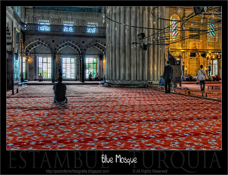 Mezquita Azul - la alfombra y la columna