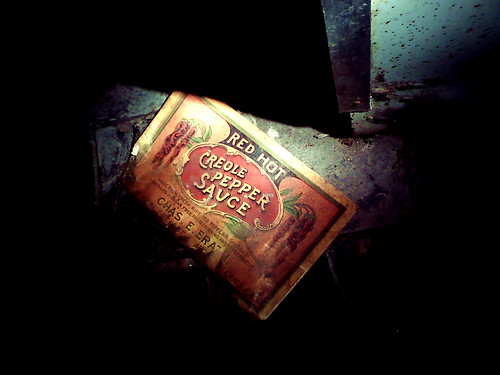 Exploring a long forgotten back room of the bar I work at, where today random things are stored, I discovered countless goodies from days long past. Rooms that once served as speakeasys, and that Al Capone is rumored to have hidden out in... I found this gem on the floor. I wish now that Id have picked it up. But atleast I got a photo.