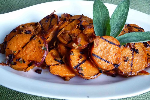 Grilled Sweet Potatoes with Pancetta & Sage Vinaigrette