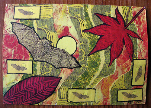 Autumn bats mail art