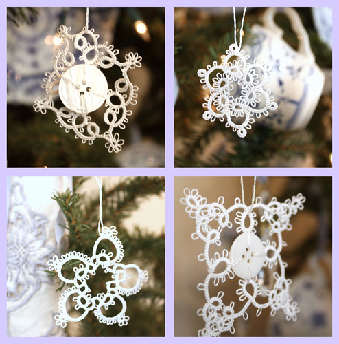 Tatted Lace Snowflakes por Romantic Home.