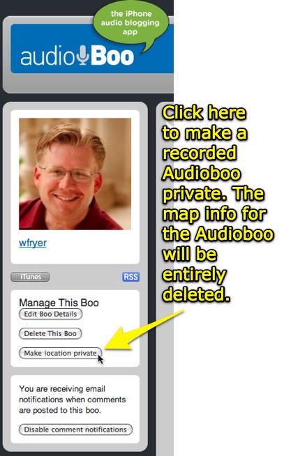 Make the location private for an Audioboo