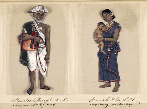 012- Fabricante hindú de brazaletes mujer e hijo-Seventy two specimens of castes in India 1837