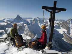 At the top of Zinalrothorn (4221m), after climbing the south east ridge (cresta sud est) - Alpinism in the Swiss Alps