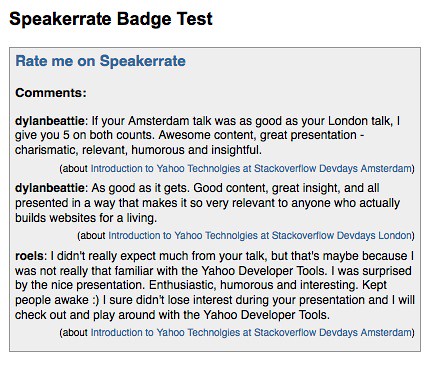 Speakerrate Badge Test by  you.