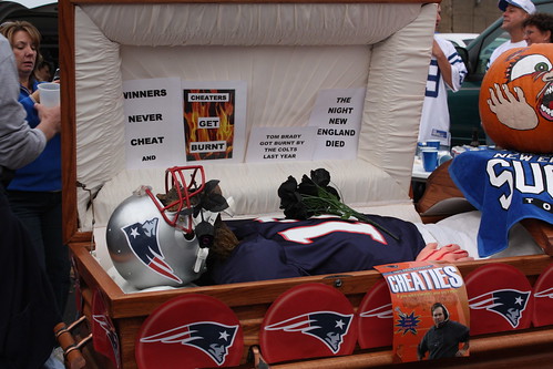 Tom Brady in a casket
