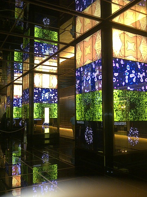 Light walls in the lobby of the Cosmopolitan