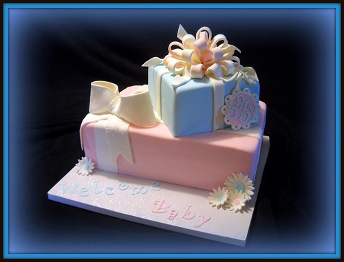 Pink & Blue Baby Shower Cake- sex unknown...