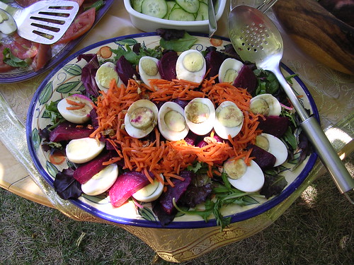 Beets, carrots &amp; eggs on salad
