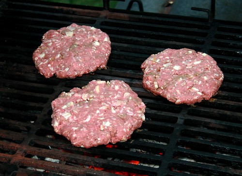 Ostrich burger on the grill