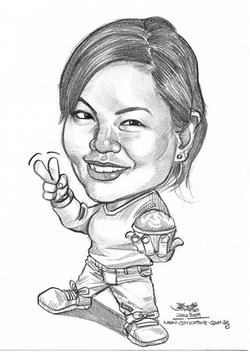 lady caricature with cupcake