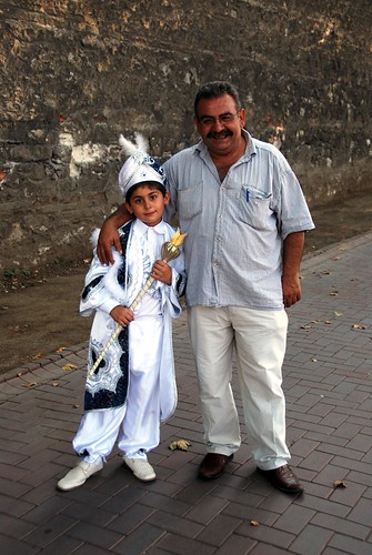 a mini-sultan and his proud dad, istanbul