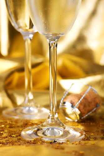 Close-up of fluted champagne glass ready for celebrating