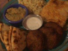 Spinach pie and felafel plate