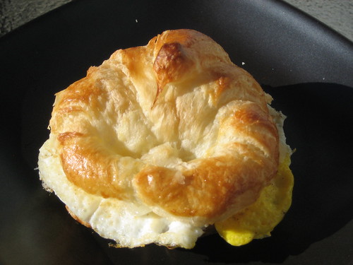 Trader Joe's Mini Croissant with a fried egg