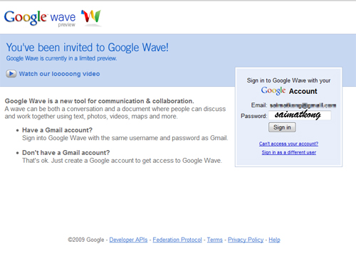 Invited to Google Wave
