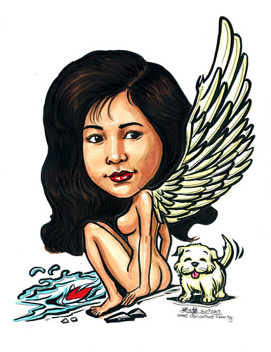 Angel caricatrure for tattoo A4 no ring