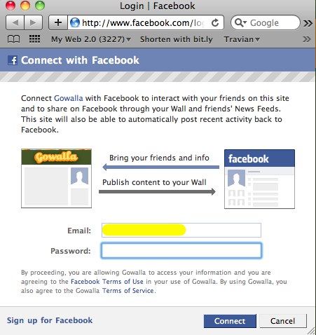 Do I really want to connect Facebook to Gowalla? I don't think so...