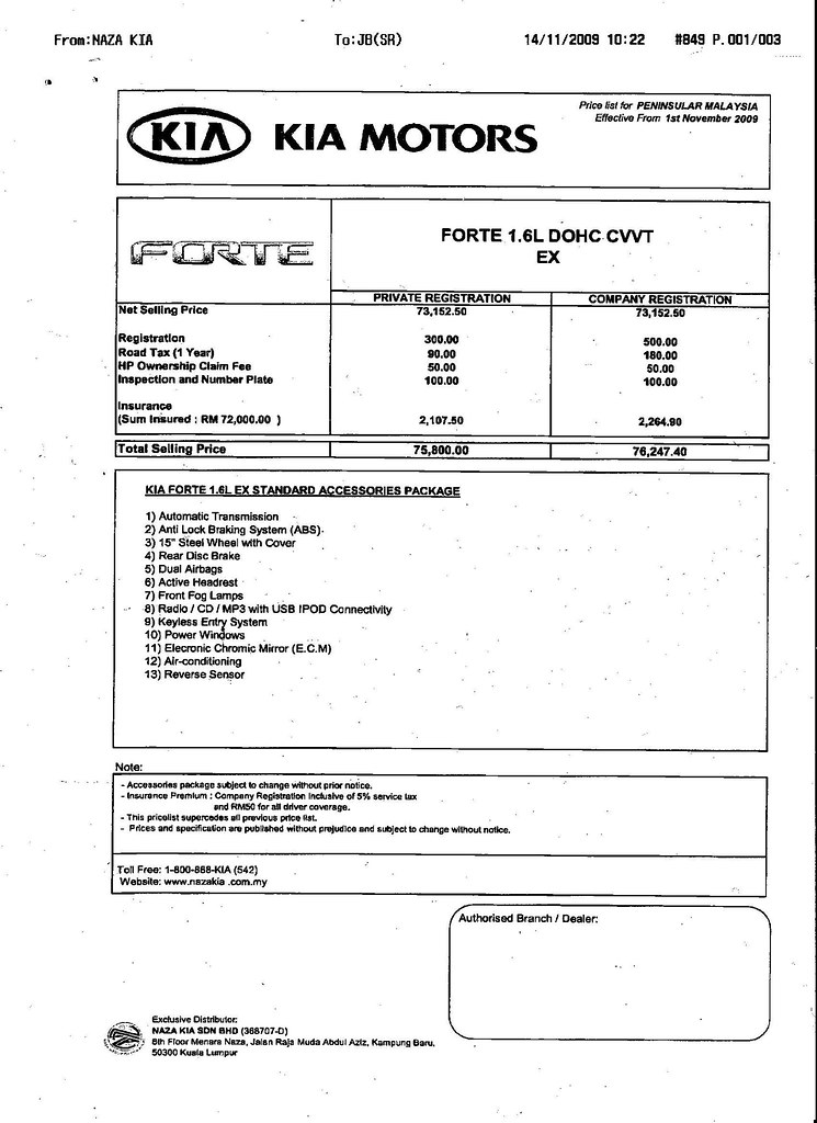 Naza Forte 1.6 EX (RM75,800)