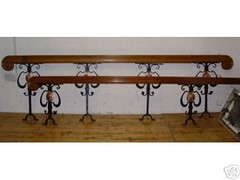oak, iron and copper work railings