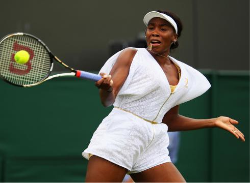 African-American tennis star from the United States, Venus Williams, at the Wimbledon matches in Britain. She won an easy victory June 20 and made a profound fashion statement. by Pan-African News Wire File Photos