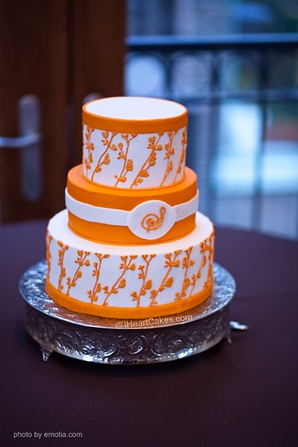 Orange and White Modern Wedding Cake iHeartCakes