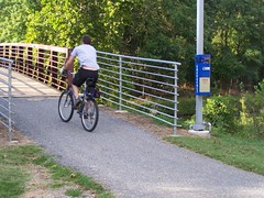 A call box for emergencies, bridge on the Northwest Branch Trail, Prince George's County