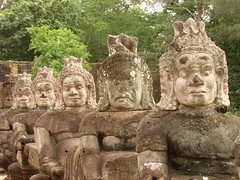 Sculptures along Causeway entering Angkor Thom - Cambodia