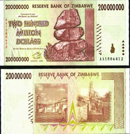 200 miliónov dolárov Zimbabwe 2008