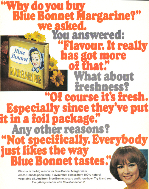 Vintage Ad #891: Do You Buy Blue Bonnet Margarine Because of the Text-Heavy Ad?