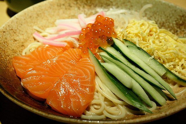 Hiyashi salmon and ikura goma pasta S$14