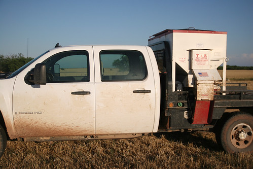 Mike's truck equipped with a Trip Hopper Feed Dispenser