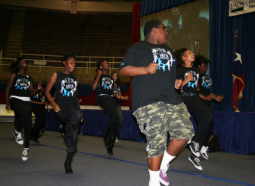 Students from Thomas A. Edison Middle Learning Center perform the dance/exercise routine they did during the recent Let's Move! national event.