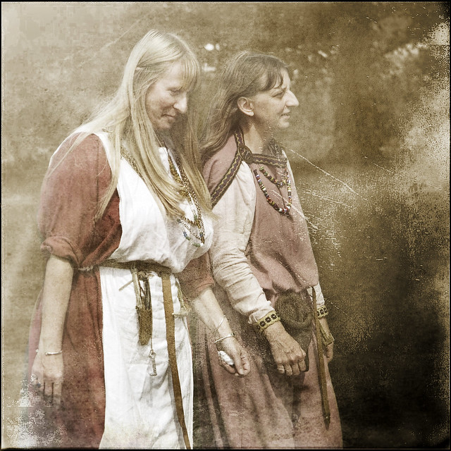 dating two women at once. These two women are dressind in costumes dating back to Saxon times.
