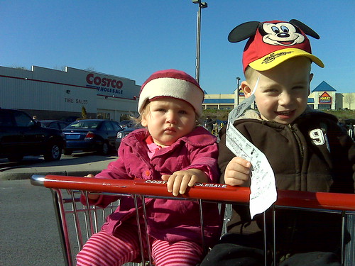 Costco's double-seater shopping carts are great when you have two toddlers.