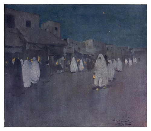 045-Escena nocturna en Mogador-Marruecos-Morocco 1904- Ilustraciones de A.S. Forrest
