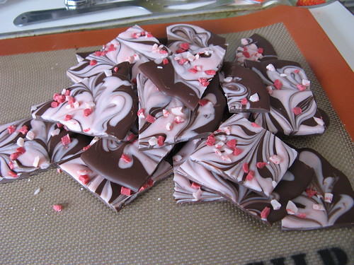 Peppermint Bark: cooled and broken